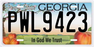 GA license plate PWL9423
