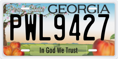 GA license plate PWL9427
