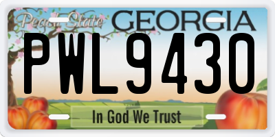 GA license plate PWL9430