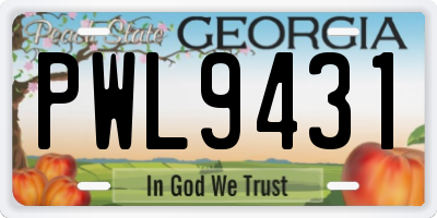 GA license plate PWL9431