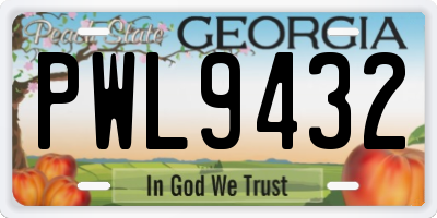 GA license plate PWL9432