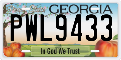GA license plate PWL9433