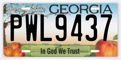 GA license plate PWL9437