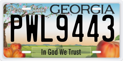GA license plate PWL9443