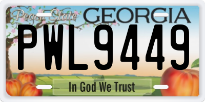 GA license plate PWL9449