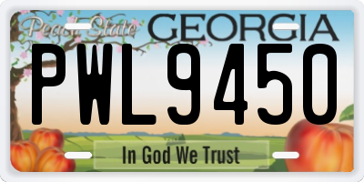 GA license plate PWL9450