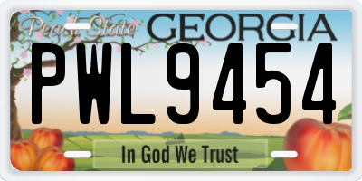 GA license plate PWL9454