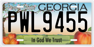 GA license plate PWL9455