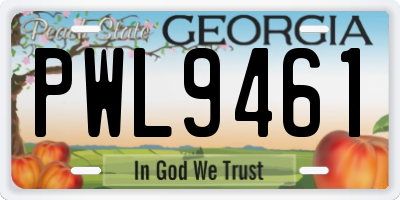 GA license plate PWL9461