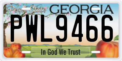 GA license plate PWL9466