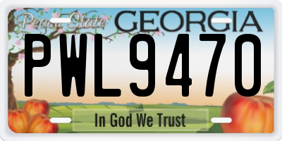 GA license plate PWL9470