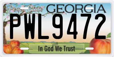 GA license plate PWL9472