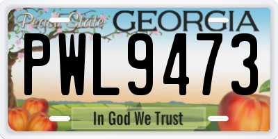 GA license plate PWL9473