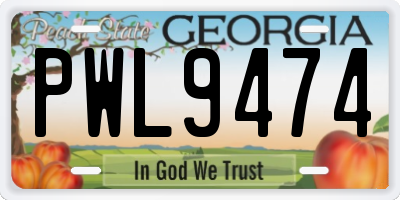 GA license plate PWL9474
