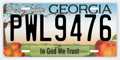 GA license plate PWL9476