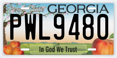 GA license plate PWL9480