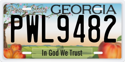 GA license plate PWL9482