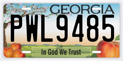 GA license plate PWL9485