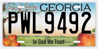 GA license plate PWL9492
