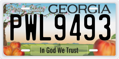 GA license plate PWL9493