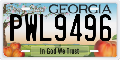 GA license plate PWL9496