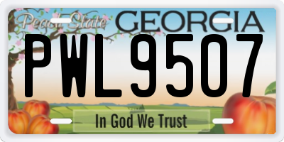 GA license plate PWL9507