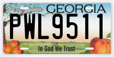 GA license plate PWL9511