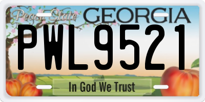 GA license plate PWL9521