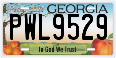 GA license plate PWL9529