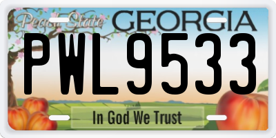 GA license plate PWL9533