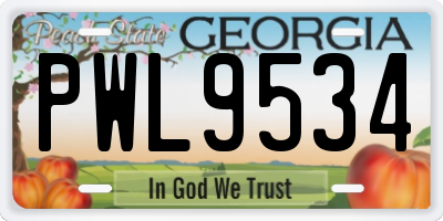 GA license plate PWL9534