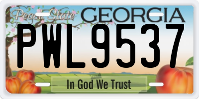 GA license plate PWL9537