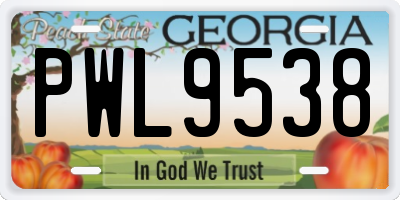GA license plate PWL9538