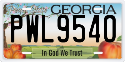 GA license plate PWL9540