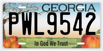 GA license plate PWL9542