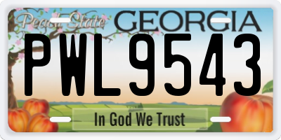 GA license plate PWL9543