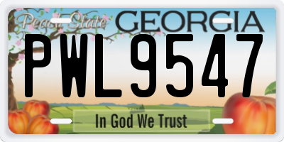 GA license plate PWL9547
