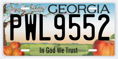 GA license plate PWL9552