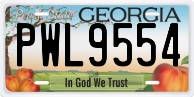 GA license plate PWL9554