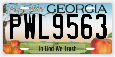 GA license plate PWL9563