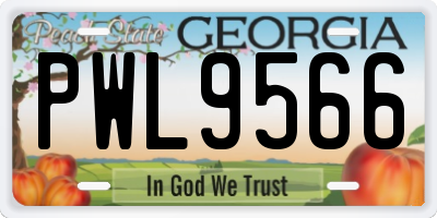 GA license plate PWL9566