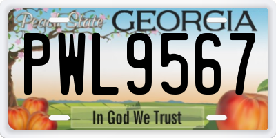 GA license plate PWL9567