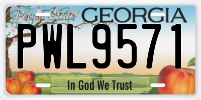 GA license plate PWL9571