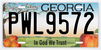 GA license plate PWL9572