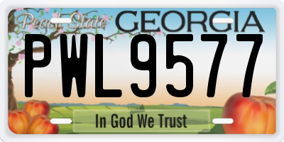 GA license plate PWL9577