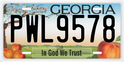 GA license plate PWL9578