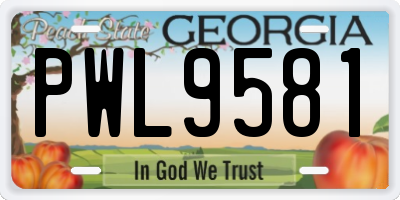 GA license plate PWL9581