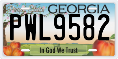 GA license plate PWL9582
