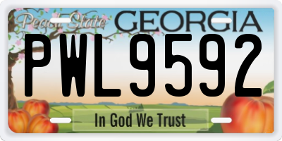 GA license plate PWL9592