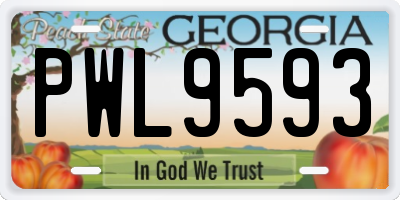 GA license plate PWL9593
